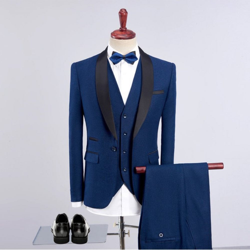 Costumes Pour Hommes Costume 3 Pièces Chic Et Skinny Avec Fermeture Éclair - Bleu