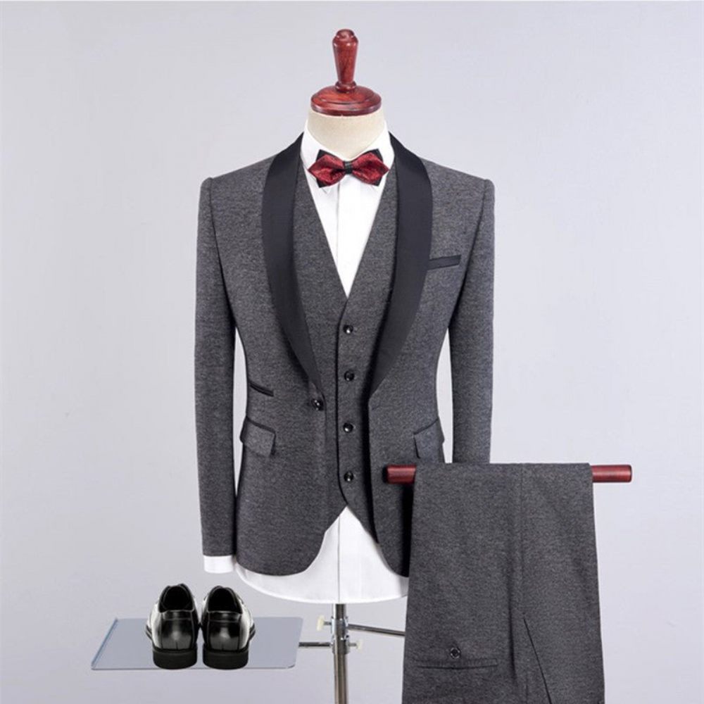 Costumes Pour Hommes Costume 3 Pièces Chic Et Skinny Avec Fermeture Éclair - Gris