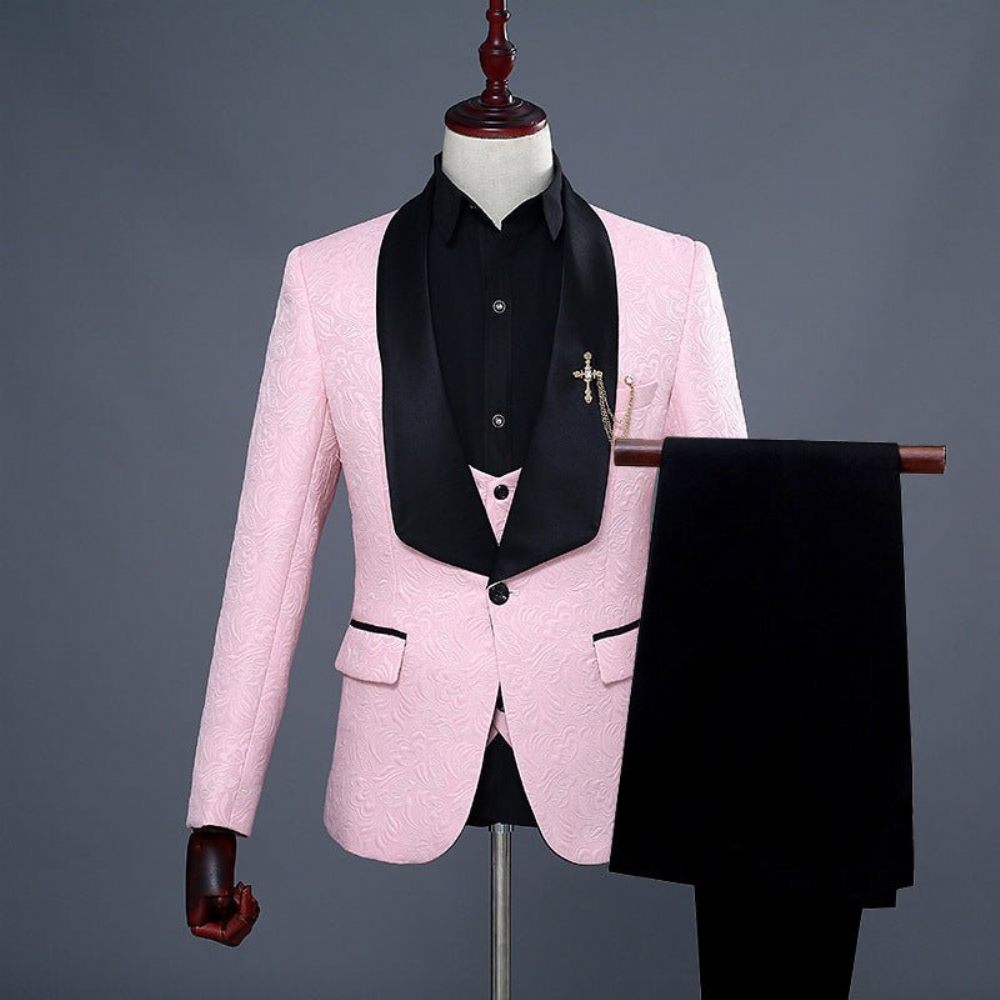 Costumes Pour Hommes Costume 3 Pièces Skinny Avec Fermeture Éclair - Rose