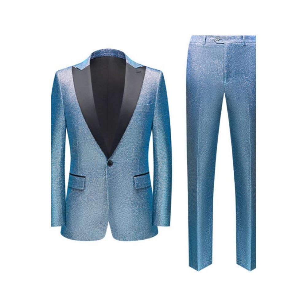 Costumes Pour Hommes Costume 3 Pièces Skinny Avec Fermeture Éclair - Bleu