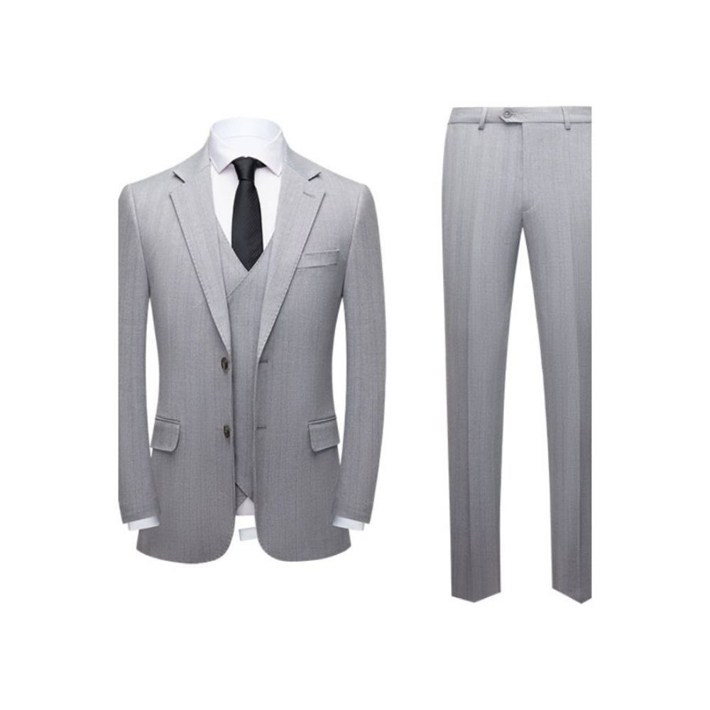 Costumes Pour Hommes Costume 3 Pièces Skinny Avec Fermeture Éclair - Gris