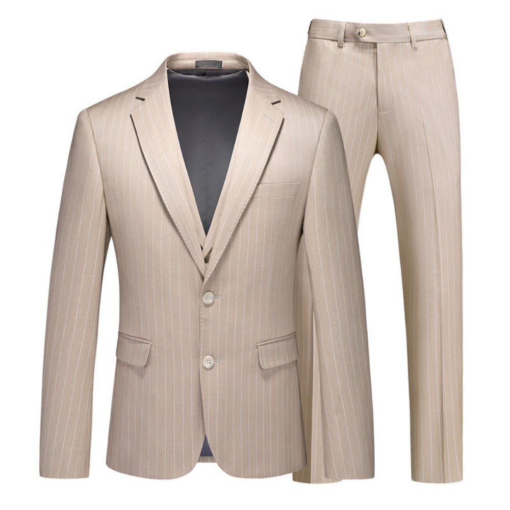 Costumes Pour Hommes Costume 3 Pièces Skinny Avec Fermeture Éclair - Kaki