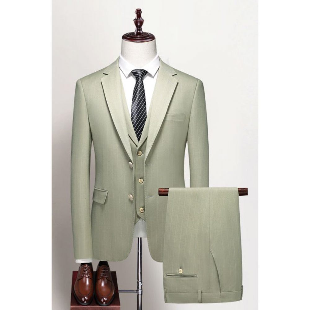 Costumes Pour Hommes Costume 3 Pièces Skinny Avec Fermeture Éclair - Vert