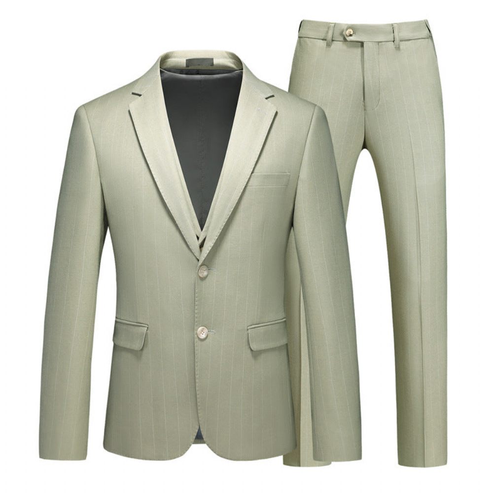 Costumes Pour Hommes Costume 3 Pièces Skinny Avec Fermeture Éclair - Vert