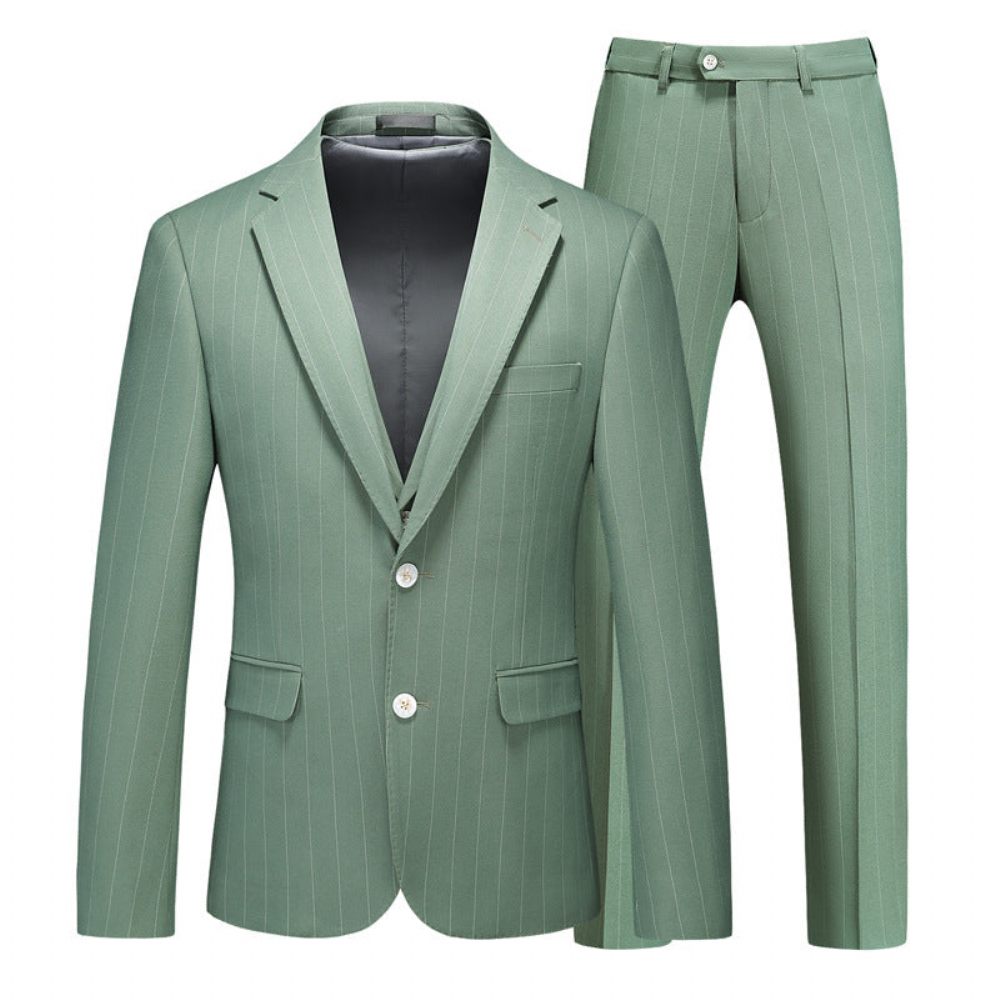 Costumes Pour Hommes Costume 3 Pièces Skinny Avec Fermeture Éclair - Vert