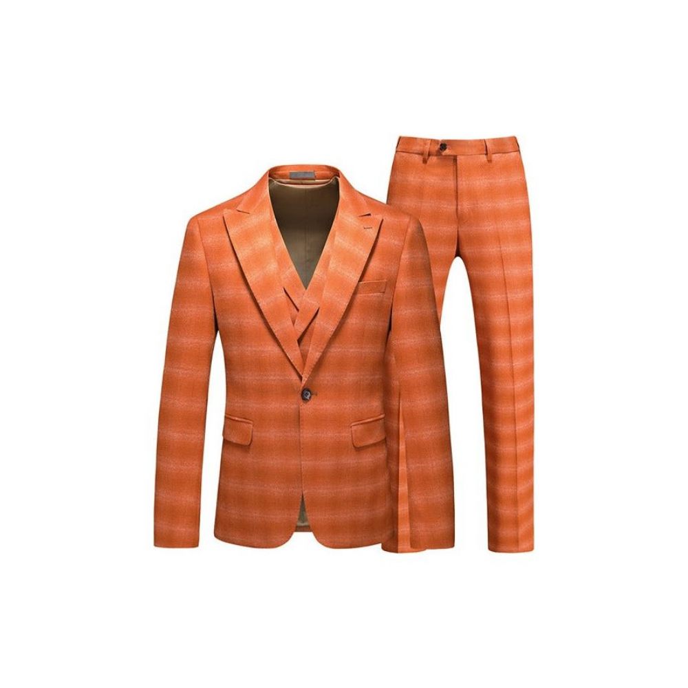 Costumes Pour Hommes Costume 3 Pièces Skinny Avec Fermeture Éclair - Orange