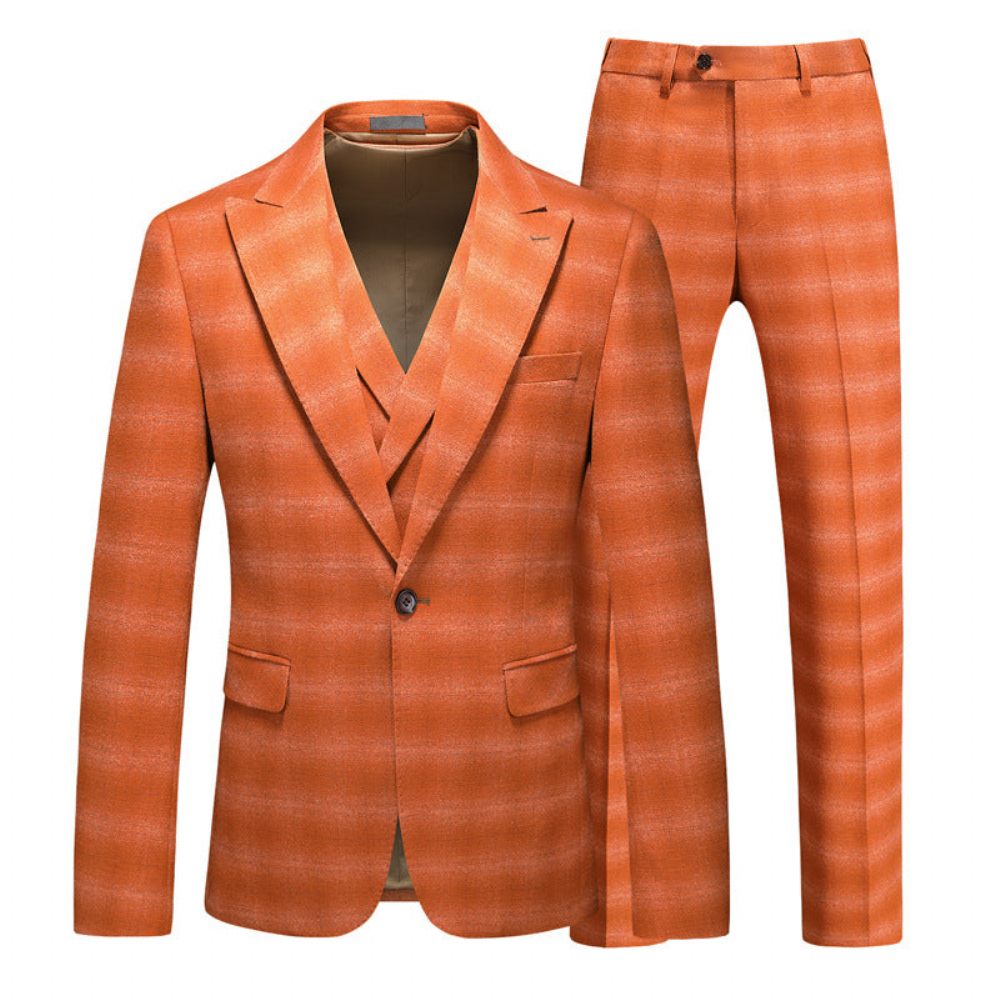 Costumes Pour Hommes Costume 3 Pièces Skinny Avec Fermeture Éclair - Orange