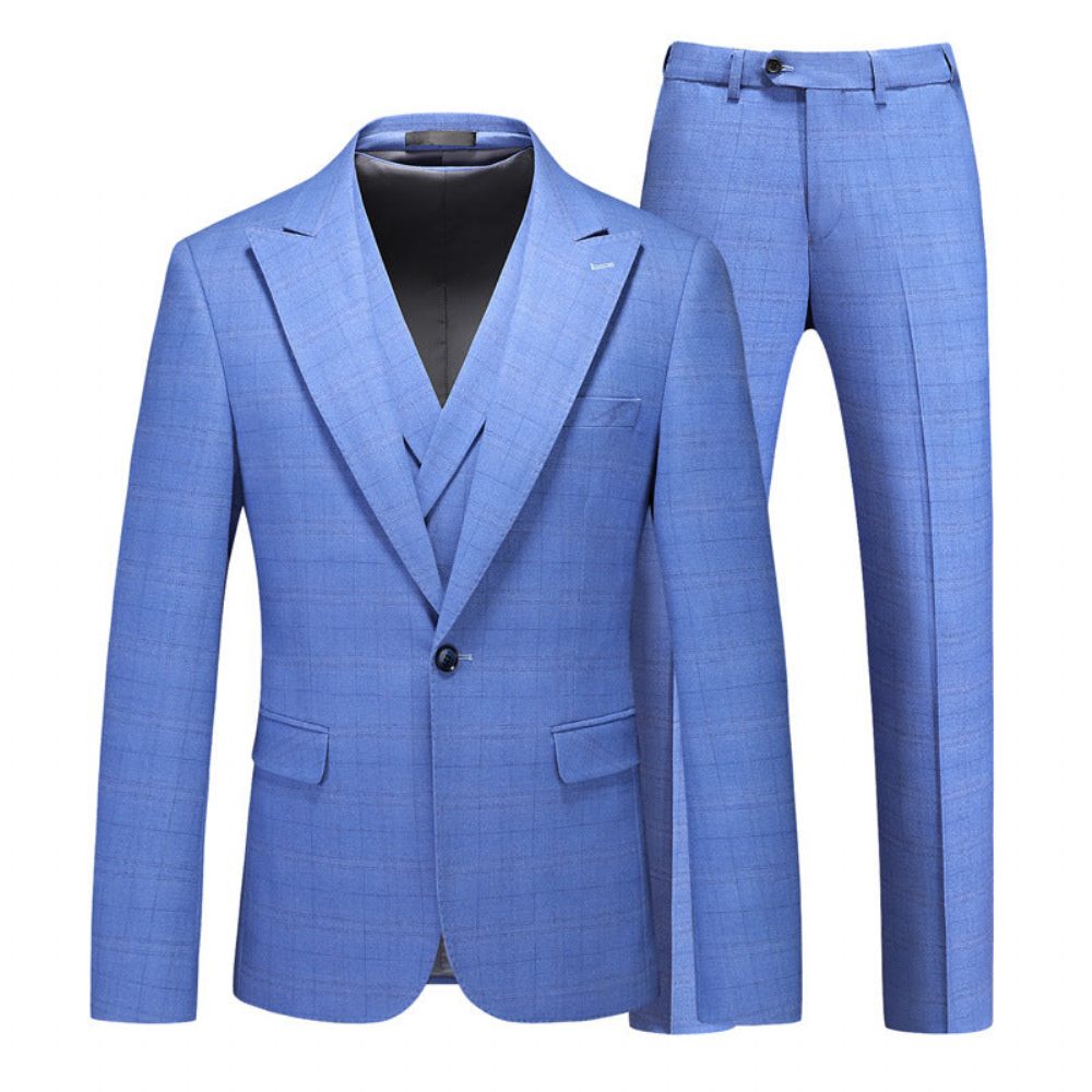 Costumes Pour Hommes Costume 3 Pièces Skinny Avec Fermeture Éclair - Bleu