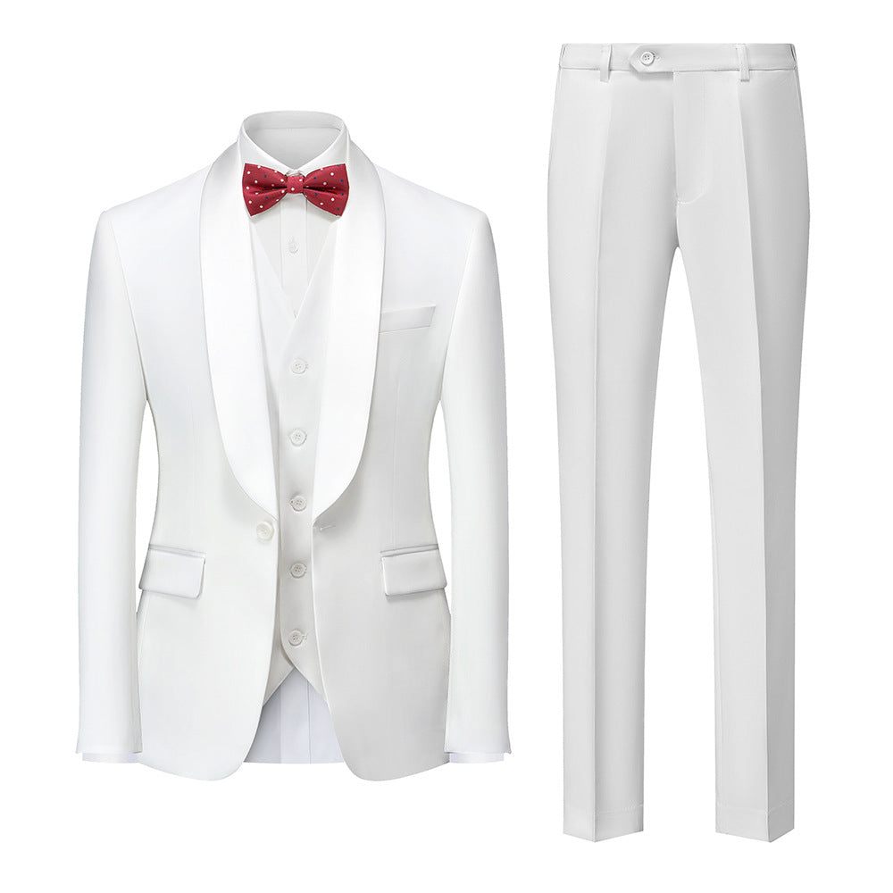 Costumes Pour Hommes Costume 3 Pièces Skinny À Devant Plat - Blanc