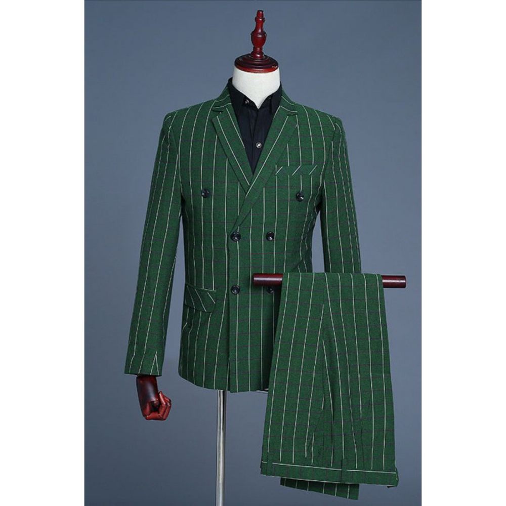 Costumes Pour Hommes Costume Haut Mélangé Chic - Vert