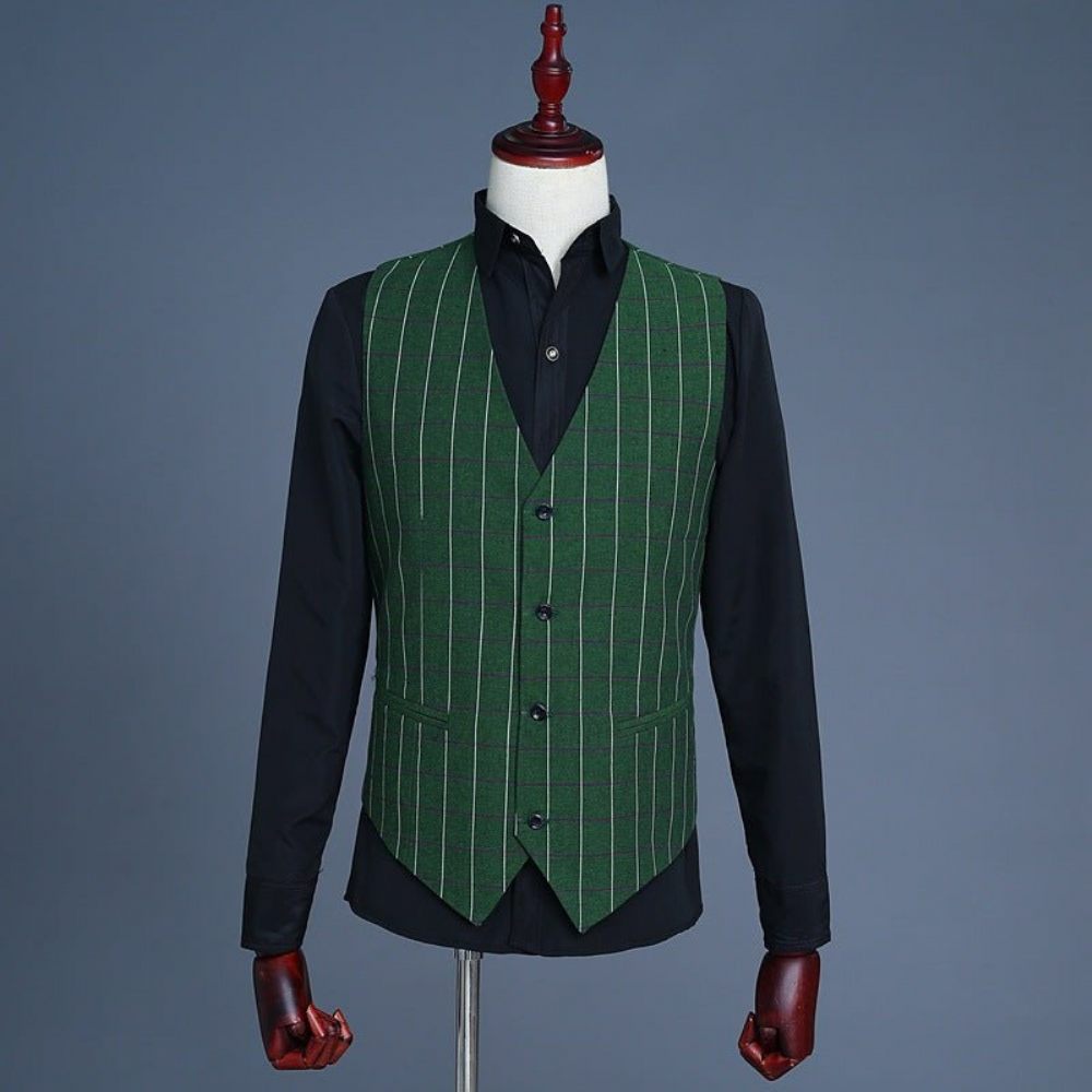 Costumes Pour Hommes Costume Haut Mélangé Chic - Vert