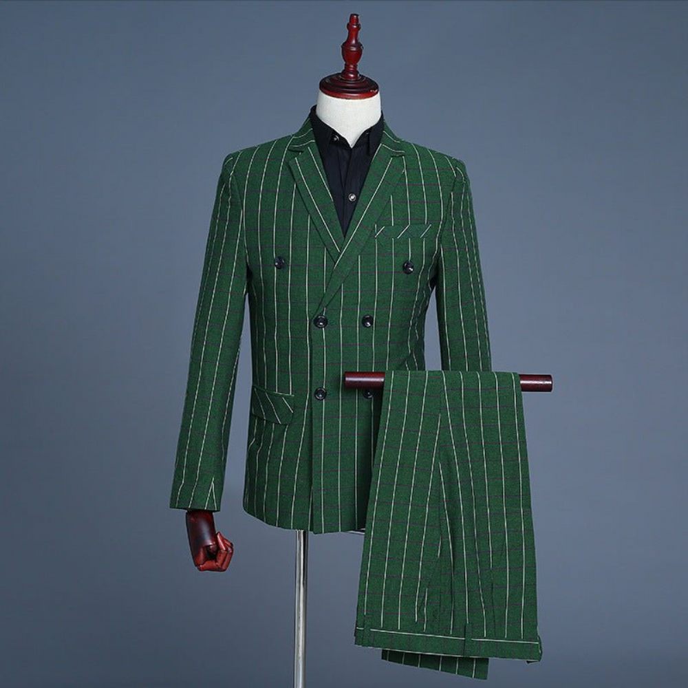 Costumes Pour Hommes Costume Haut Mélangé Chic - Vert