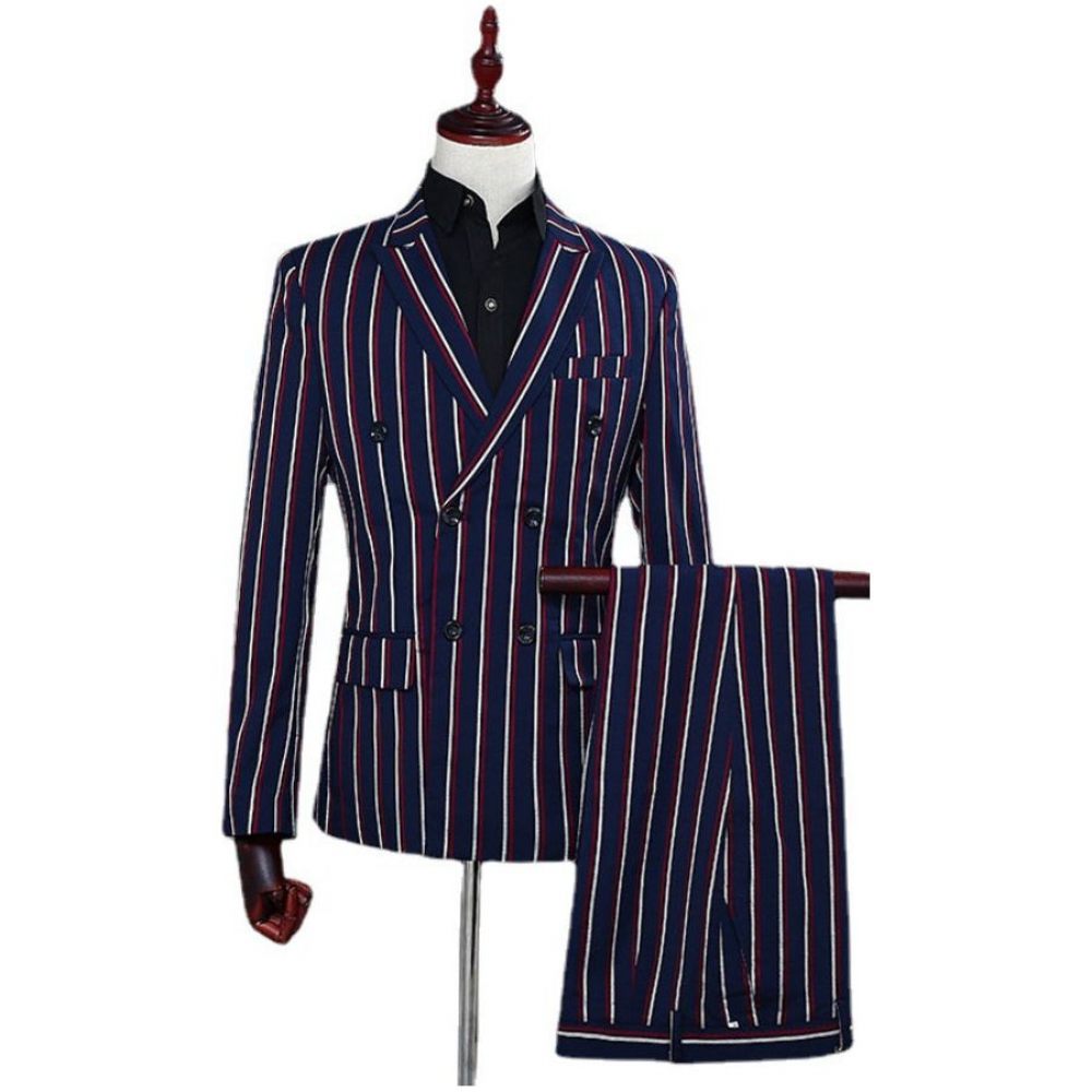 Costumes Pour Hommes Costume Haut Mélangé Chic - Bleu