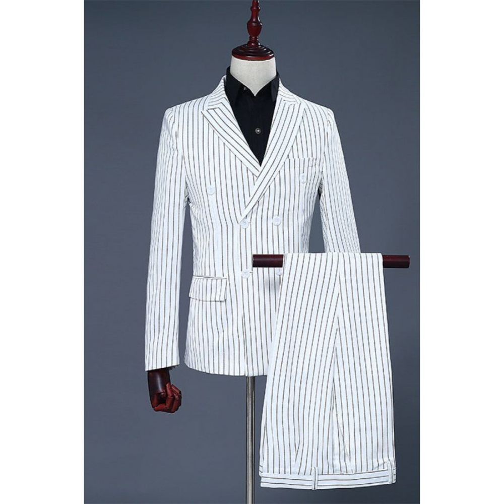 Costumes Pour Hommes Costume Haut Mélangé Chic - Blanc