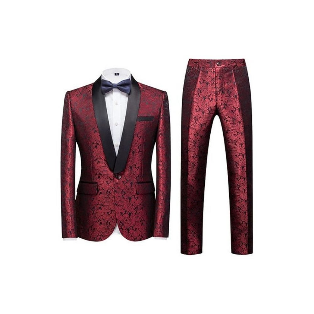 Costumes Pour Hommes Costume Pantalon À Simple Boutonnage Floral Chic