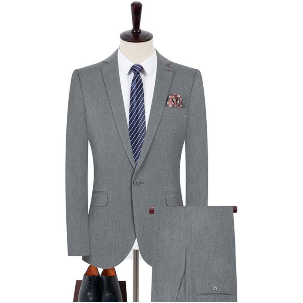 Costumes Pour Hommes Costume Skinny À Devant Plat - Gris