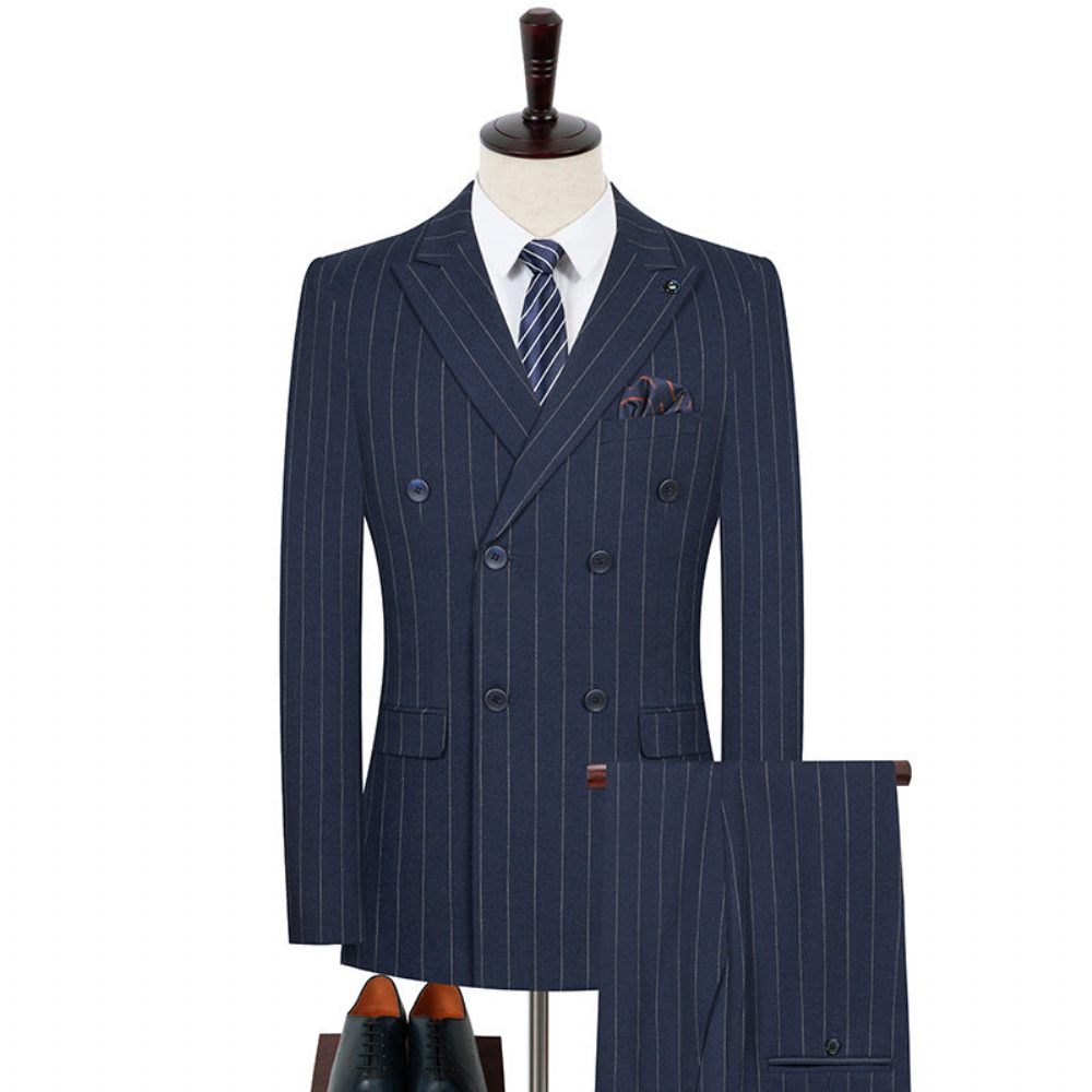 Costumes Pour Hommes Costume Skinny À Double Boutonnage - Bleu