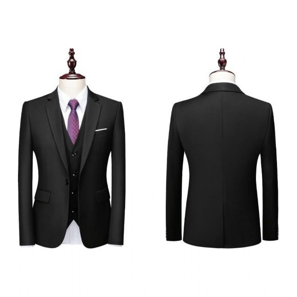 Costumes Pour Hommes Ensemble Costume Blazer Et Pantalon Acétate - Noir