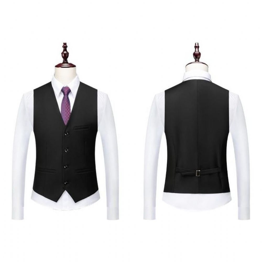 Costumes Pour Hommes Ensemble Costume Blazer Et Pantalon Acétate - Noir