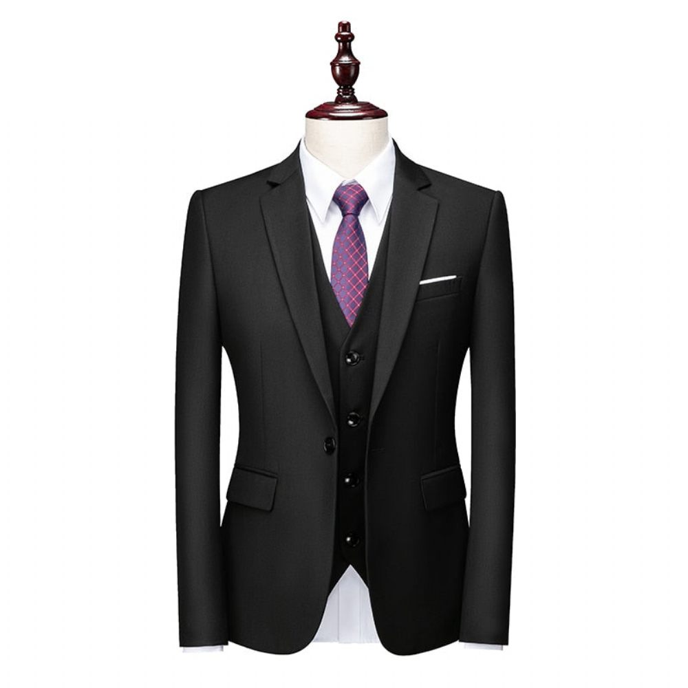 Costumes Pour Hommes Ensemble Costume Blazer Et Pantalon Acétate - Noir