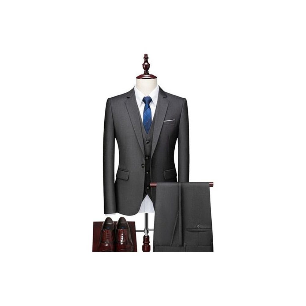 Costumes Pour Hommes Ensemble Costume Blazer Et Pantalon Acétate - Noir