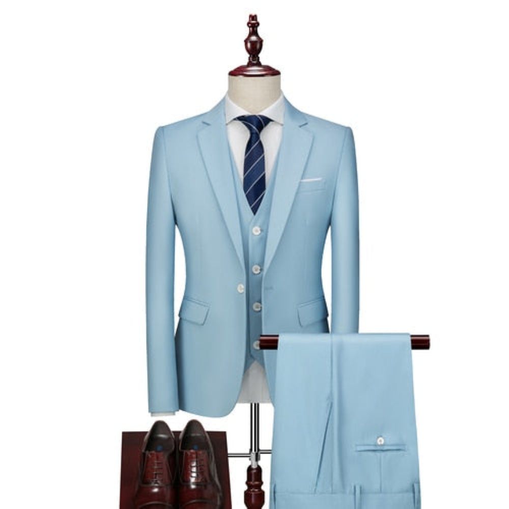 Costumes Pour Hommes Ensemble Costume Blazer Et Pantalon Acétate - Bleu Ciel