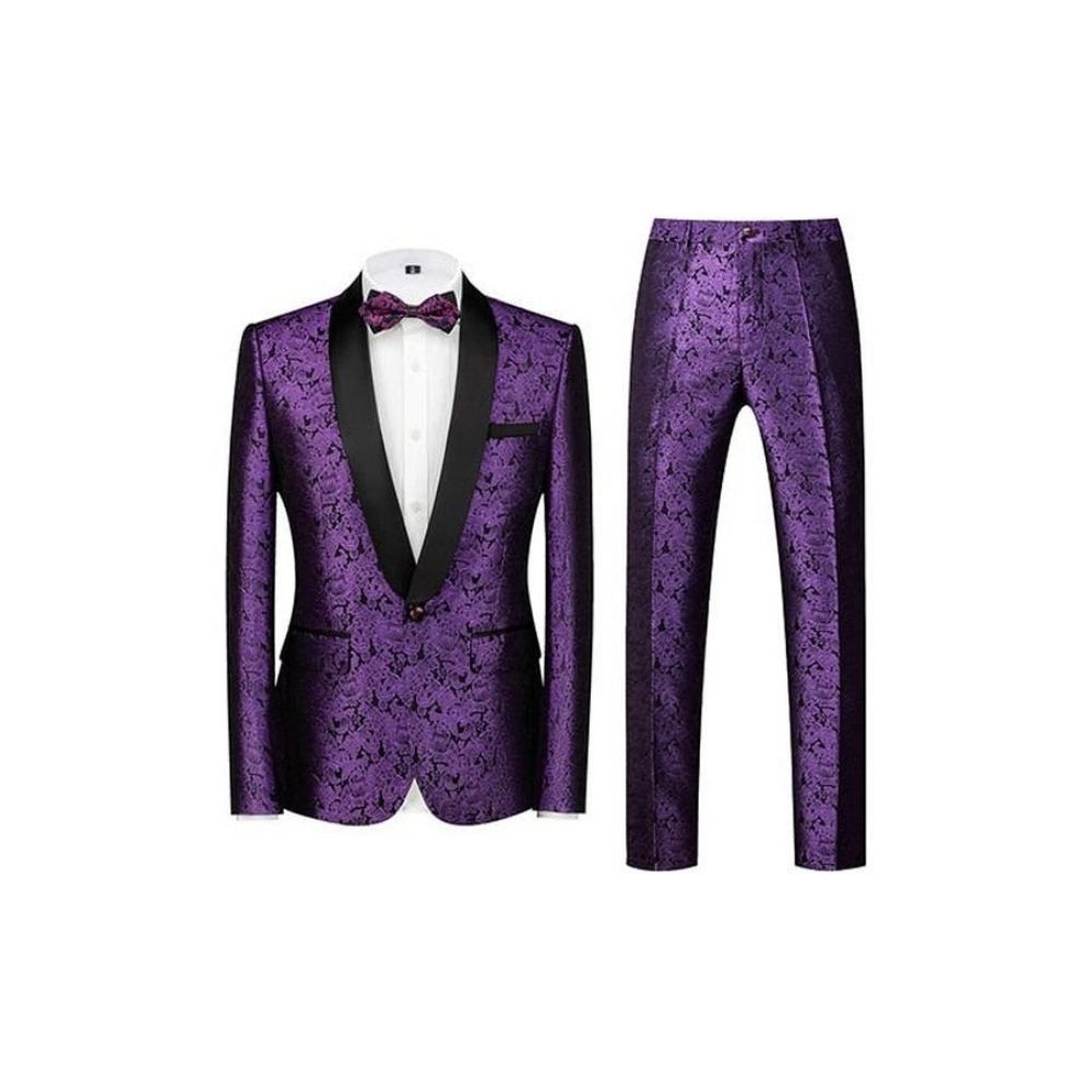 Costumes Pour Hommes Ensemble Costume Fête Chic À Fleurs - Violet