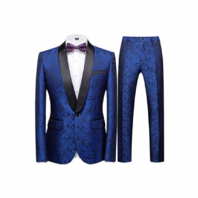 Costumes Pour Hommes Ensemble Costume Pantalon À Simple Boutonnage Floral Chic