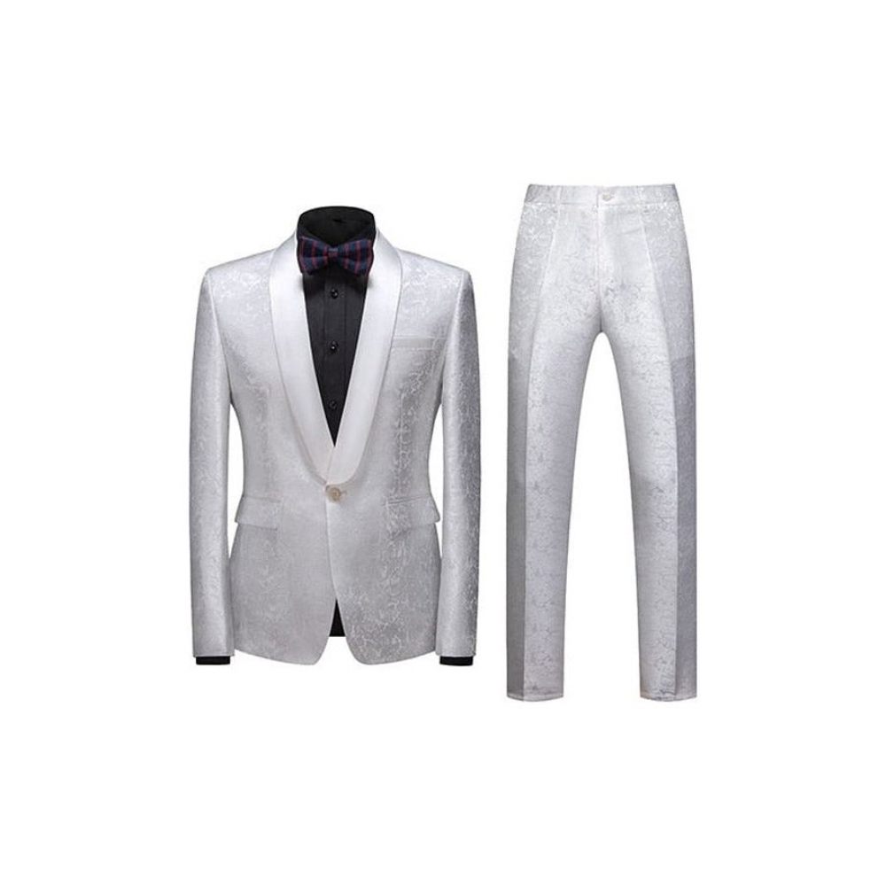 Costumes Pour Hommes Ensemble Costume Veste À Simple Boutonnage Floral Chic