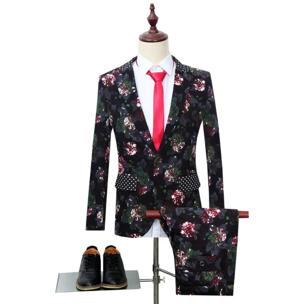 Costumes Pour Hommes Floral Chic Simple Boutonnage Veste Pantalon