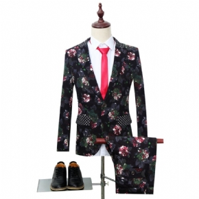 Costumes Pour Hommes Floral Chic Simple Boutonnage Veste Pantalon