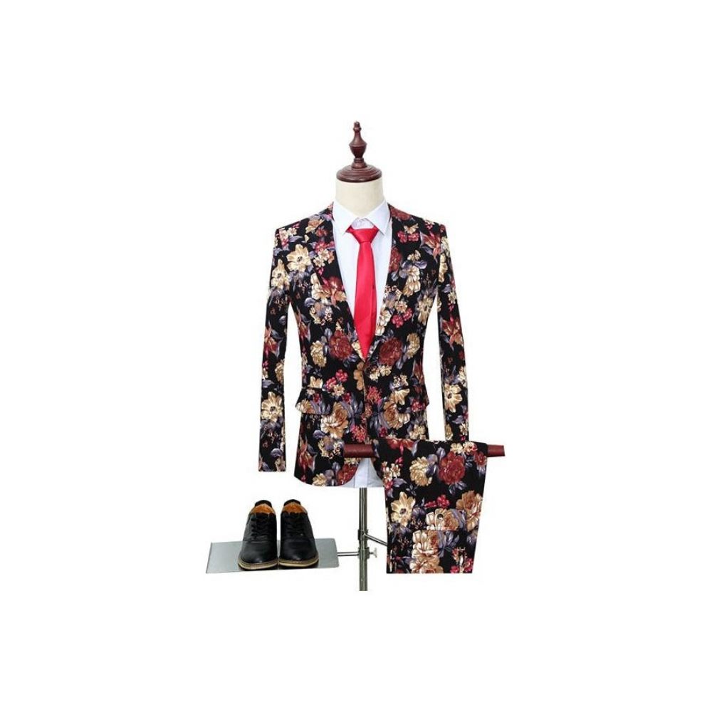 Costumes Pour Hommes Floral Chic Simple Boutonnage Veste Pantalon - Exotique