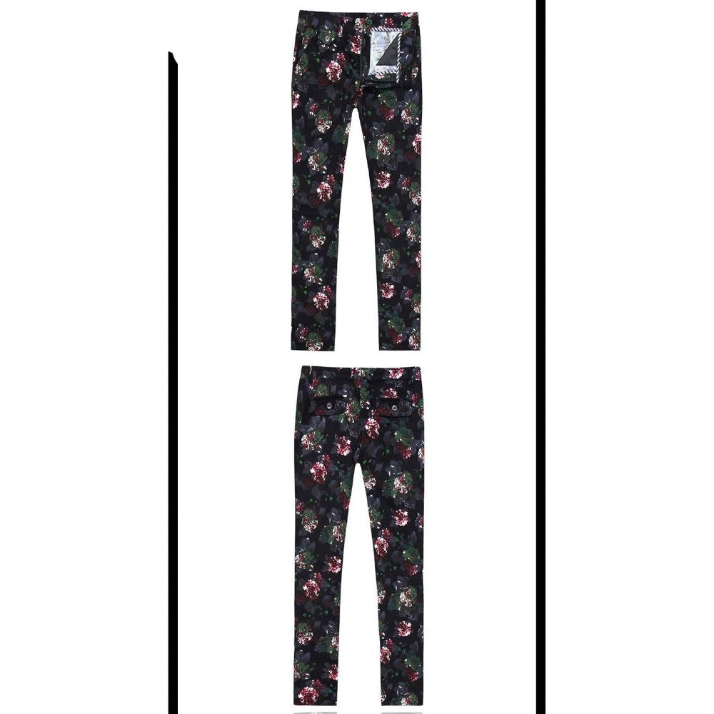 Costumes Pour Hommes Floral Chic Simple Boutonnage Veste Pantalon - Noir