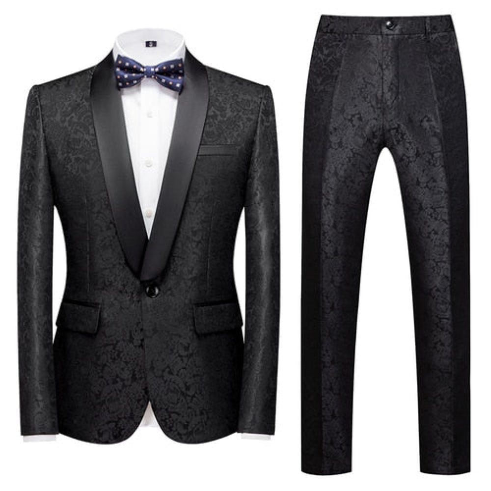 Ensemble Costumes Exotiques Pour Hommes Élégance Florale - Noir