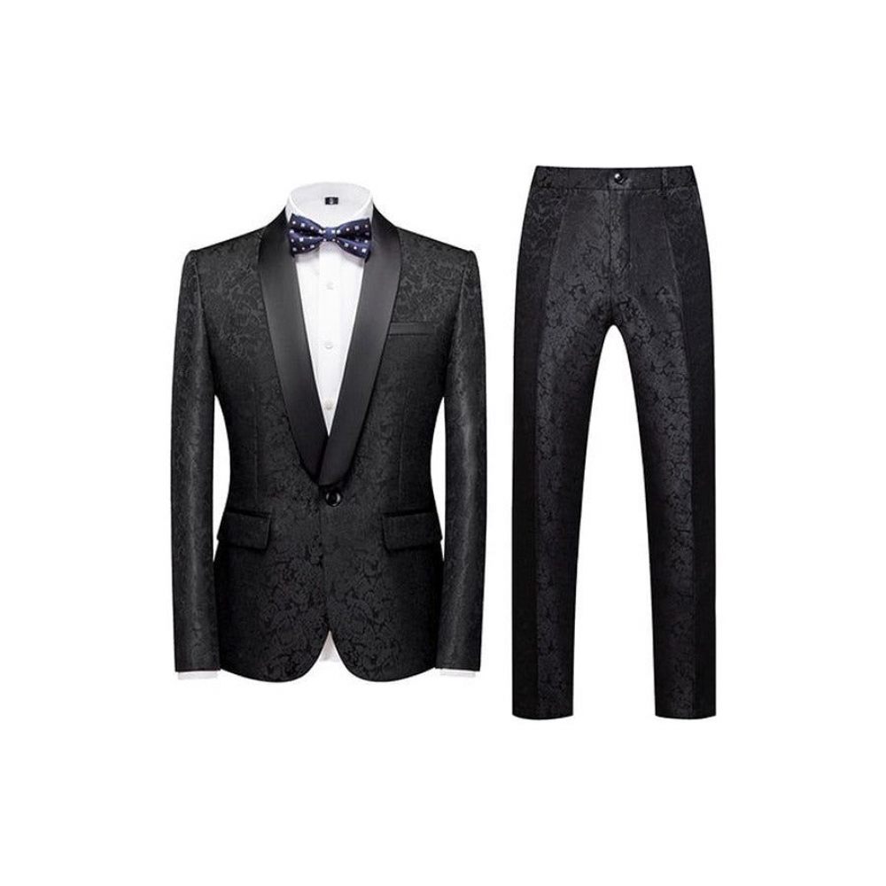 Ensemble Costumes Exotiques Pour Hommes Élégance Florale - Noir