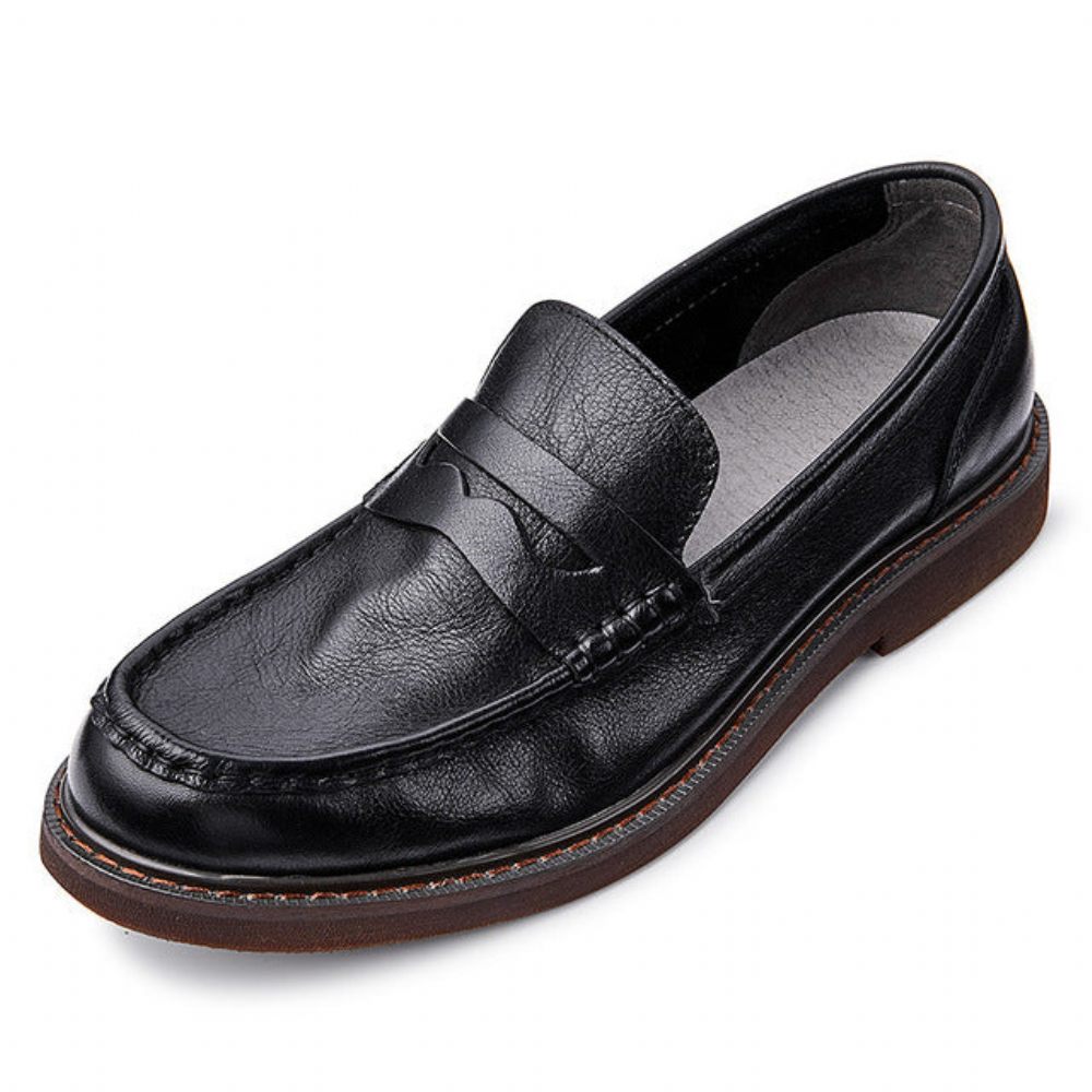 Mocassins À Enfiler Cuir Vache Pour Hommes - Noir