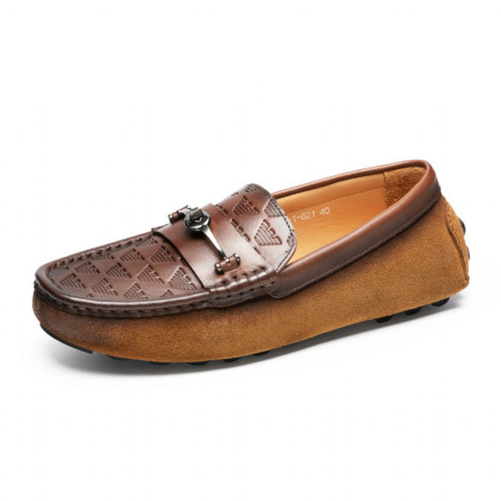 Mocassins Pour Hommes Banquet À Enfiler Cuir Rome Luxe - Café