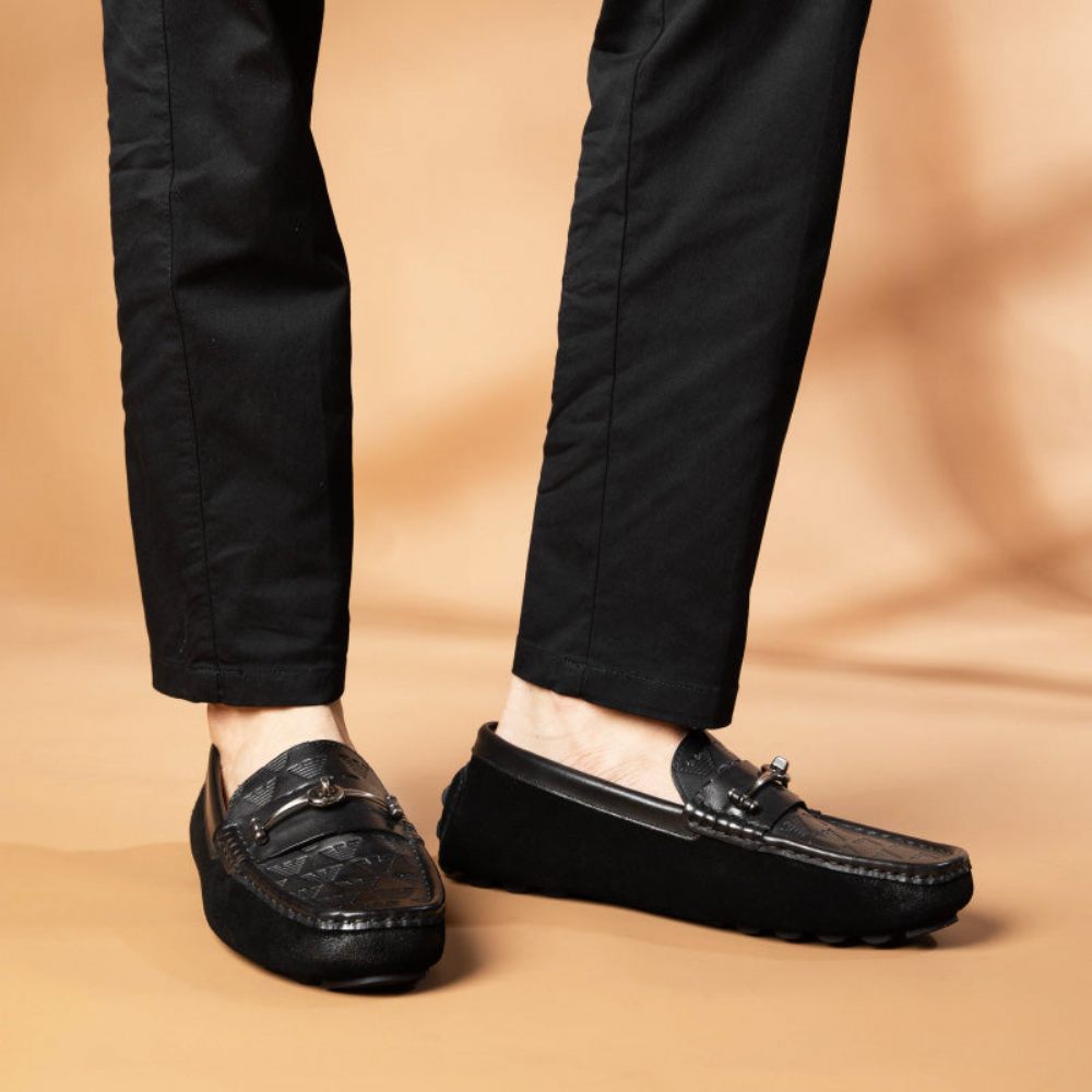 Mocassins Pour Hommes Banquet À Enfiler Cuir Rome Luxe - Noir