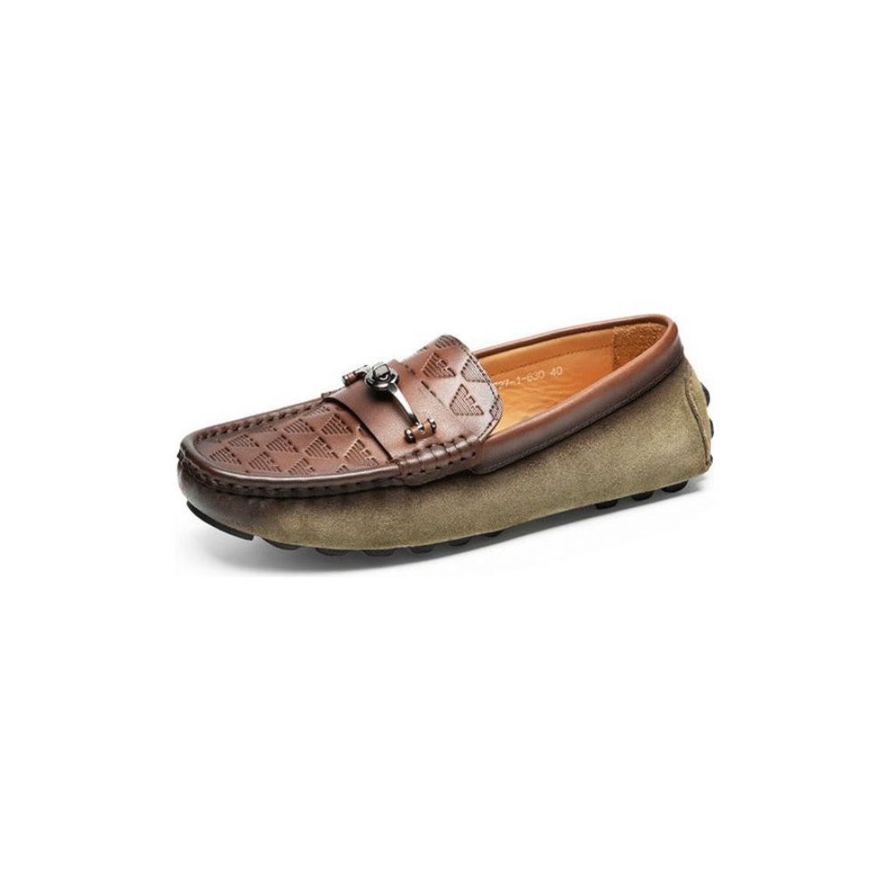 Mocassins Pour Hommes Banquet À Enfiler Cuir Rome Luxe - Vert