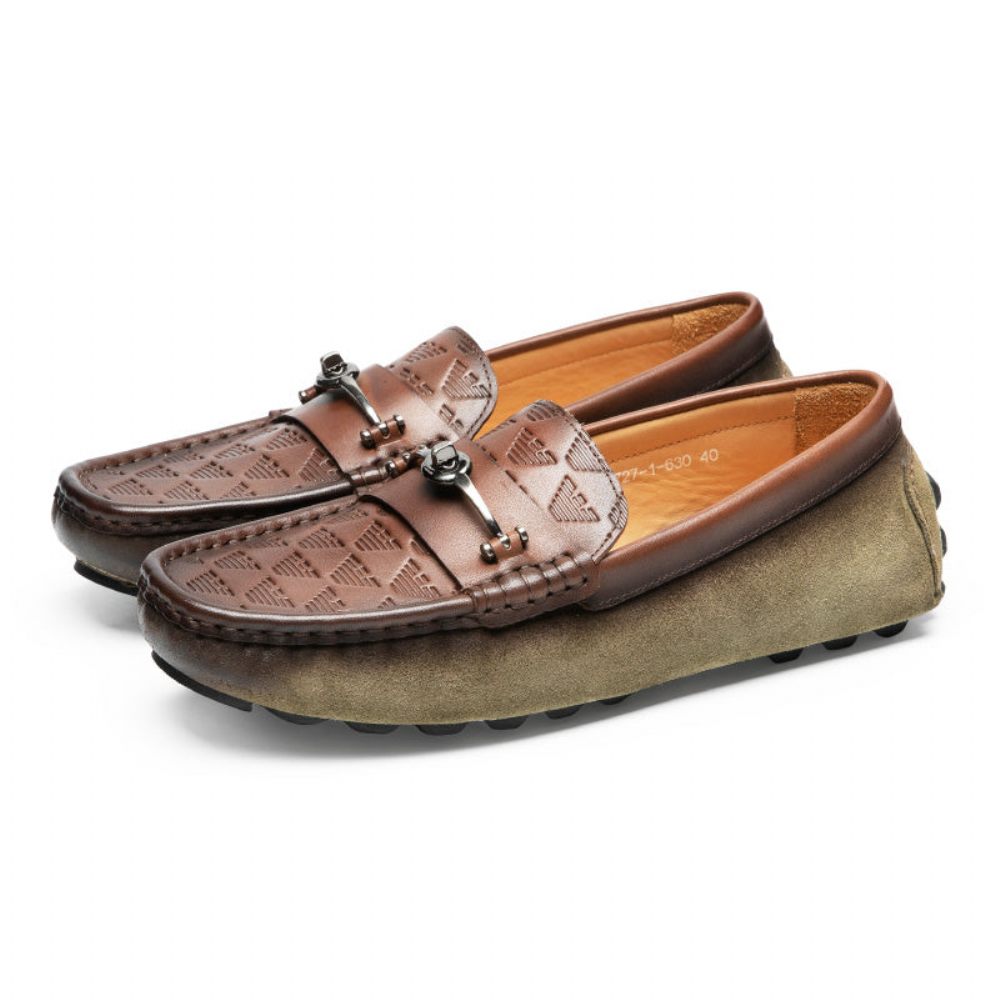 Mocassins Pour Hommes Banquet À Enfiler Cuir Rome Luxe - Vert