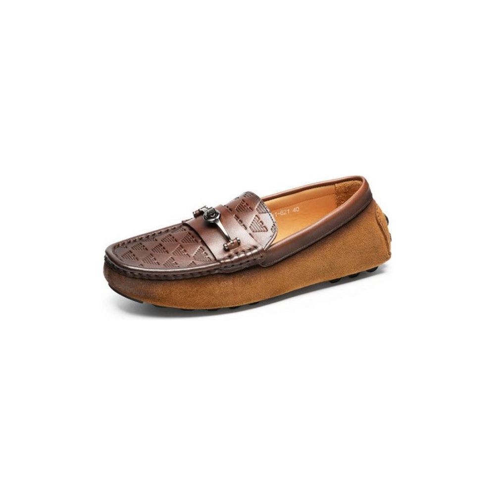 Mocassins Pour Hommes Banquet À Enfiler Cuir Rome Luxe - Café