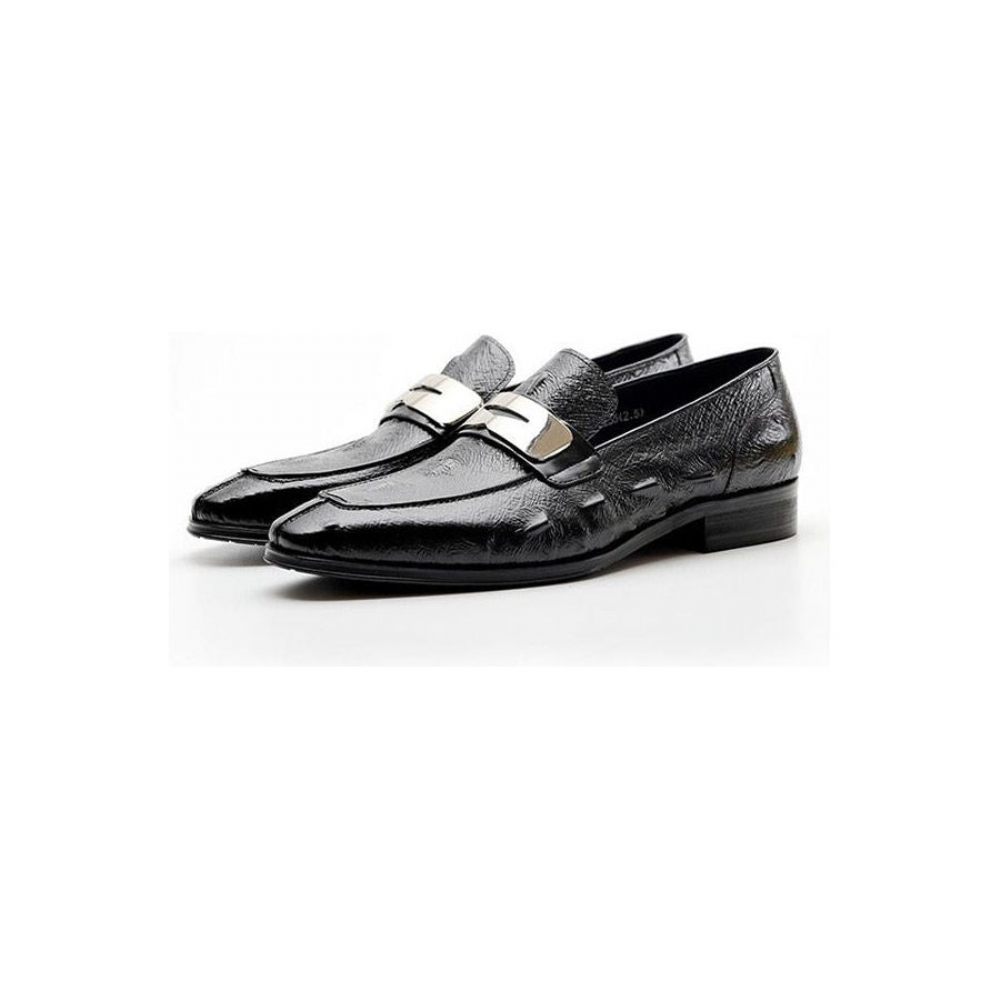 Mocassins Pour Hommes À Bout Pointu Texture Alligator - Noir