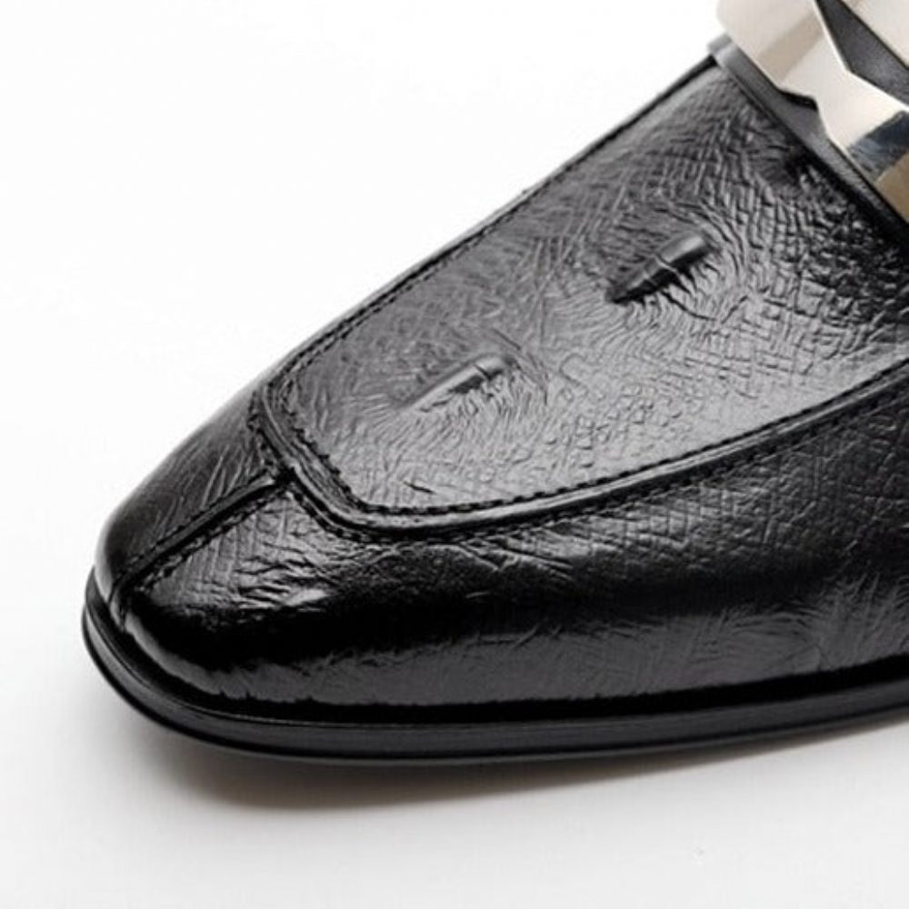 Mocassins Pour Hommes À Bout Pointu Texture Alligator - Noir