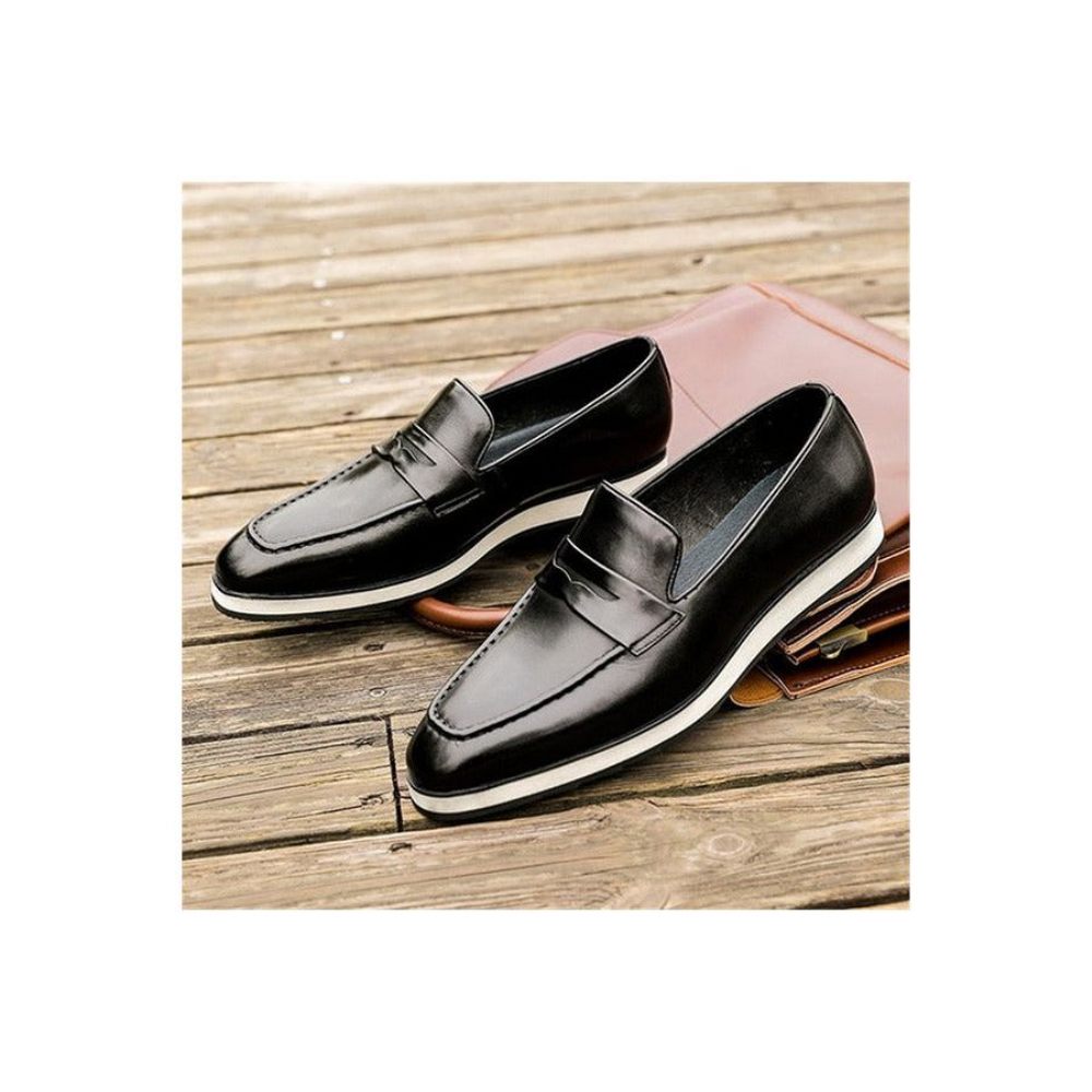 Mocassins Pour Hommes Brogues Exotiques À Bout Pointu - Noir