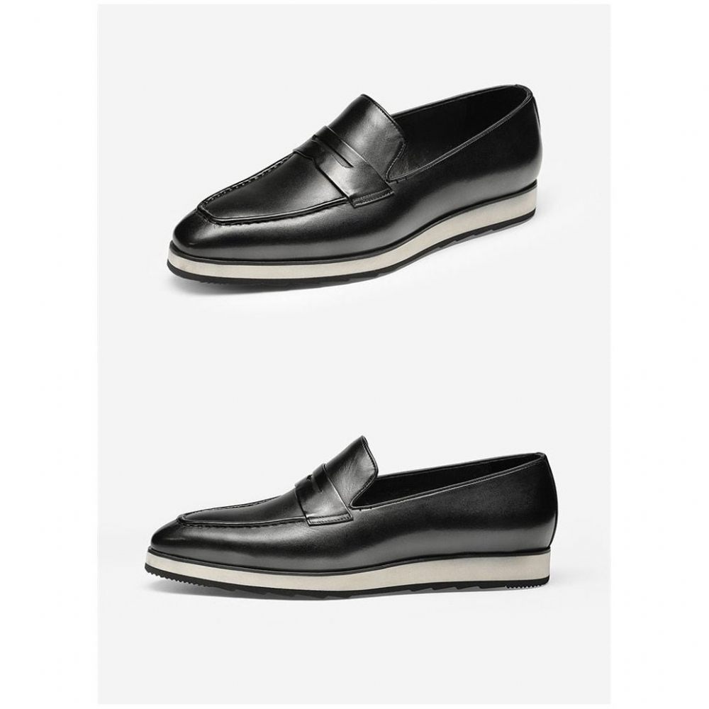 Mocassins Pour Hommes Brogues Exotiques À Bout Pointu - Noir