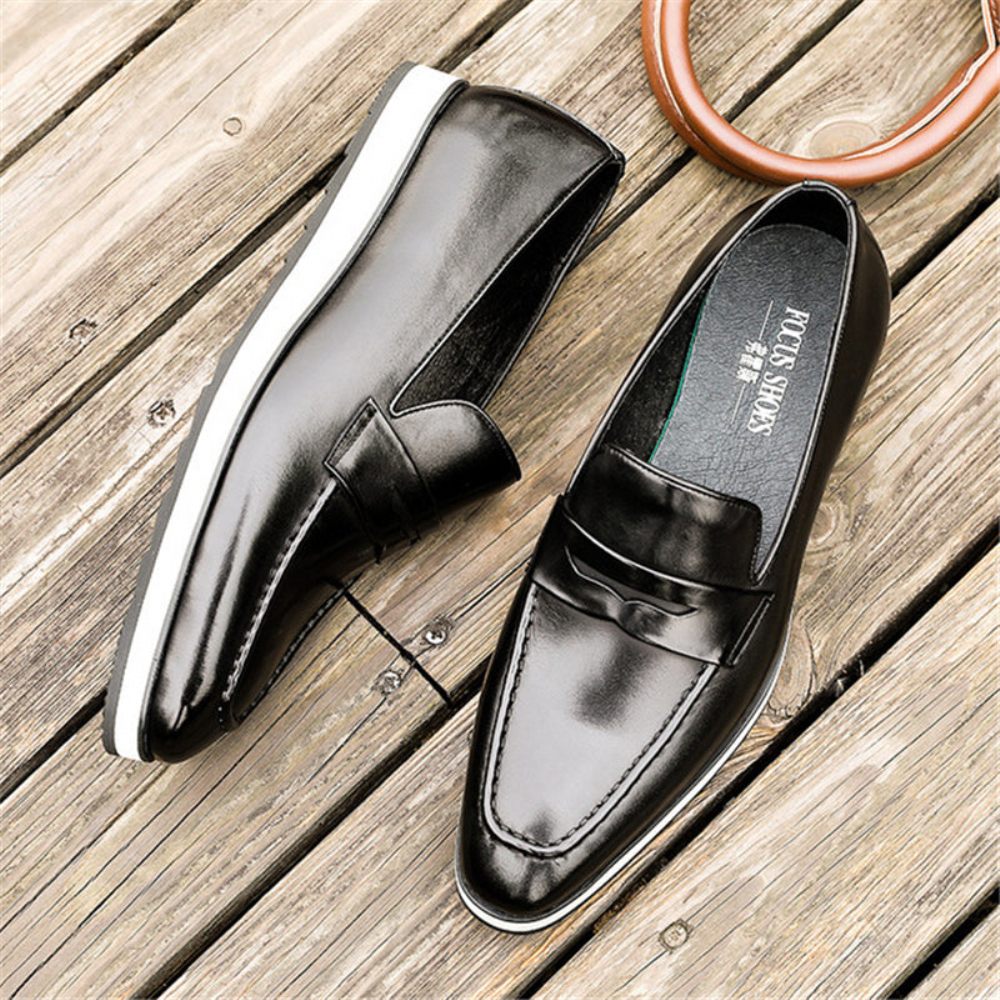 Mocassins Pour Hommes Brogues Exotiques À Bout Pointu - Noir