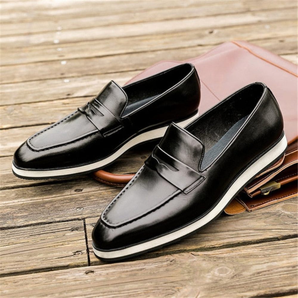 Mocassins Pour Hommes Brogues Exotiques À Bout Pointu - Noir