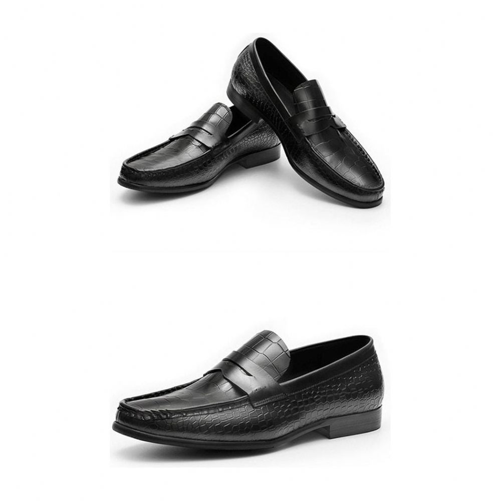 Mocassins Pour Hommes Brogues Luxe Croctex À Enfiler - Noir