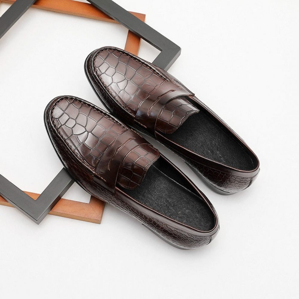 Mocassins Pour Hommes Brogues Luxe Croctex À Enfiler - Café