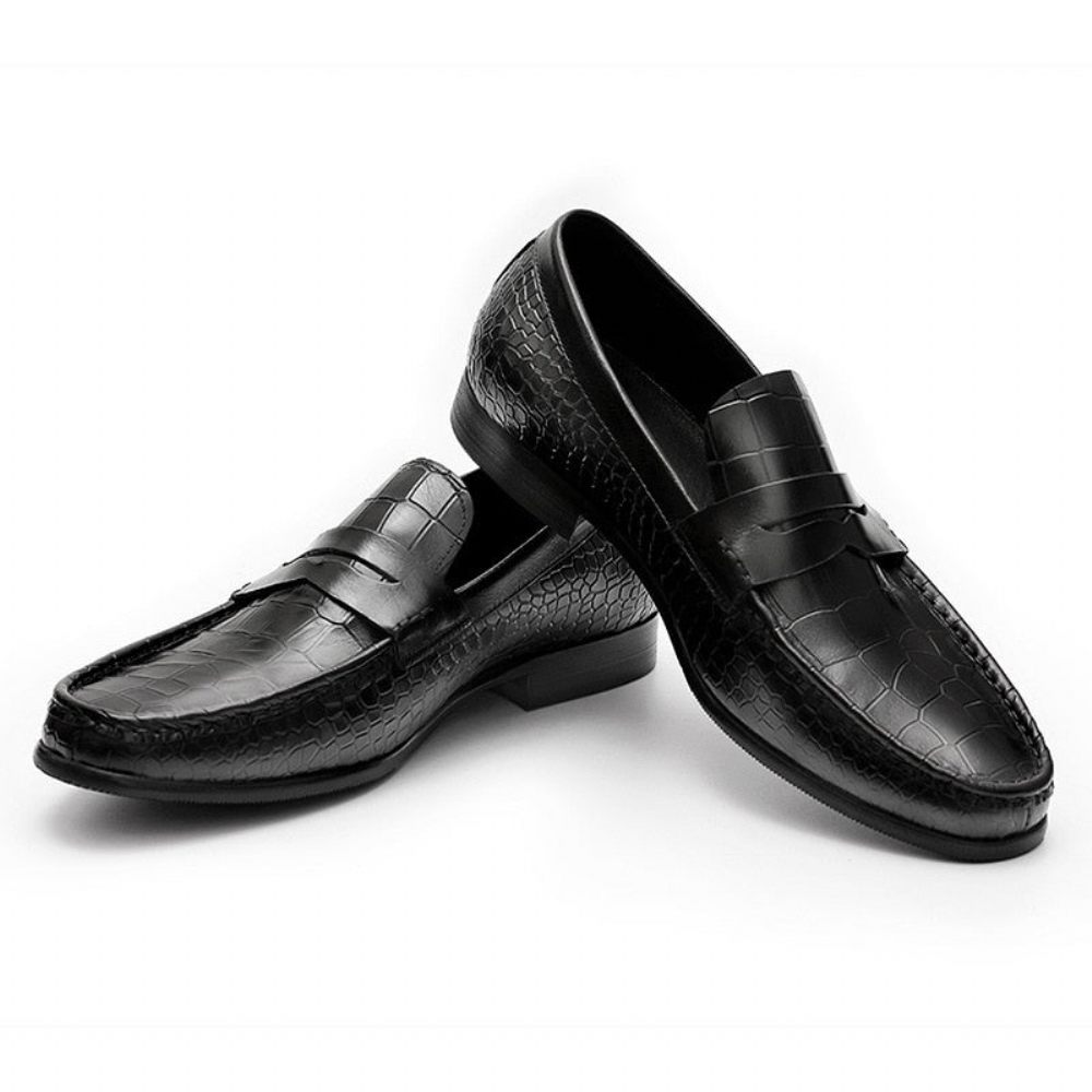 Mocassins Pour Hommes Brogues Luxe Croctex À Enfiler - Noir